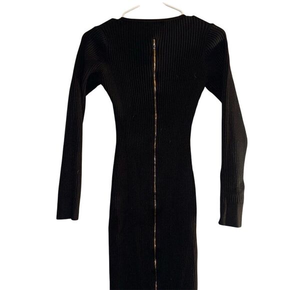 Lulu’s Women's Black Ribbed Knit Dress Size L Long Sleeve - Picture 2 of 5